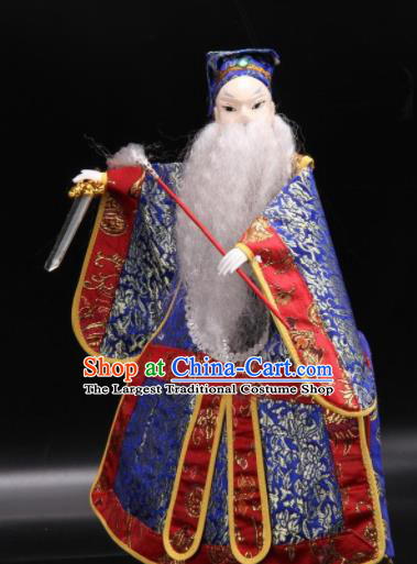Traditional Chinese Handmade Blue Clothing Taoist Priest Puppet Marionette Puppets String Puppet Wooden Image Arts Collectibles