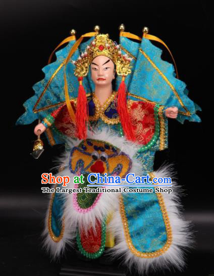 Traditional Chinese Handmade Blue Clothing Takefu Puppet Marionette Puppets String Puppet Wooden Image Arts Collectibles