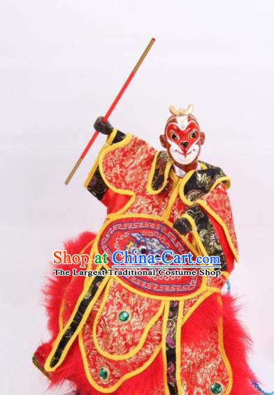 Traditional Chinese Handmade Red Handsome Monkey King Puppet Marionette Puppets String Puppet Wooden Image Arts Collectibles