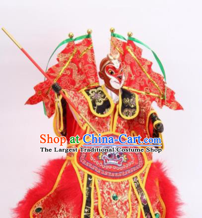 Traditional Chinese Handmade Red Handsome Monkey King Puppet Marionette Puppets String Puppet Wooden Image Arts Collectibles