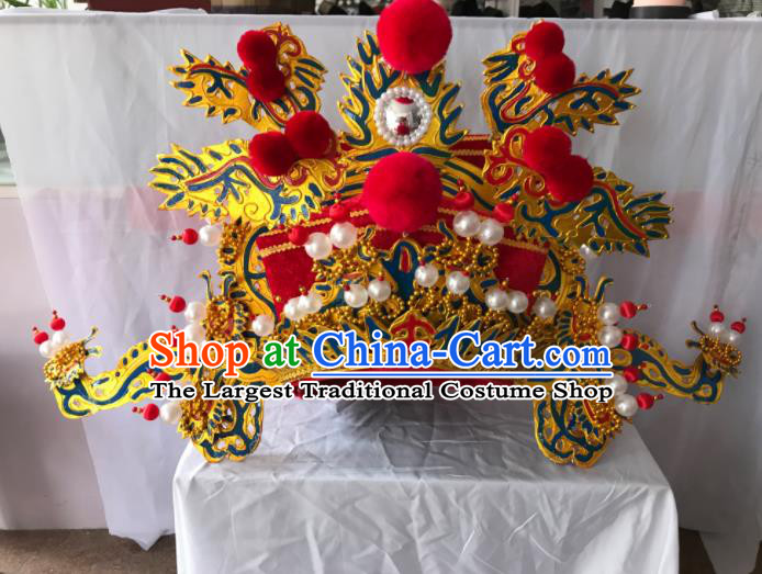 Traditional Chinese Beijing Opera God of Wealth Hat Ancient Prime Minister Headwear for Men