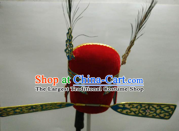 Traditional Chinese Beijing Opera Niche Red Hat Ancient Scholar Headwear for Men