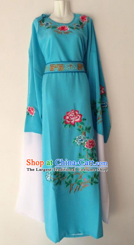 Traditional Chinese Huangmei Opera Niche Blue Robe Ancient Gifted Scholar Costume for Men