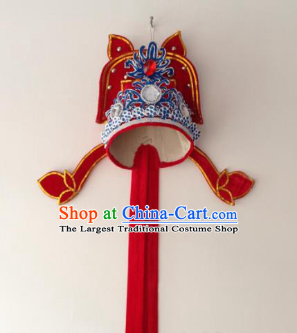 Traditional Chinese Beijing Opera Niche Red Hat Ancient Number One Scholar Headwear for Men