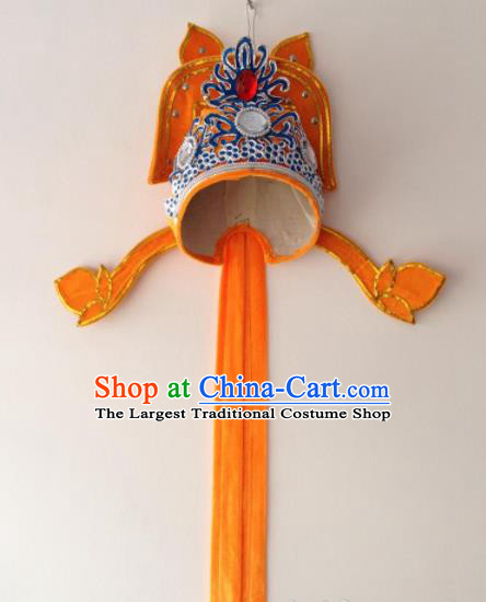 Traditional Chinese Beijing Opera Niche Orange Hat Ancient Number One Scholar Headwear for Men