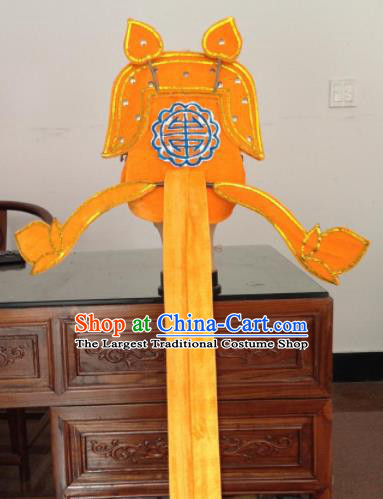 Traditional Chinese Beijing Opera Niche Orange Hat Ancient Number One Scholar Headwear for Men