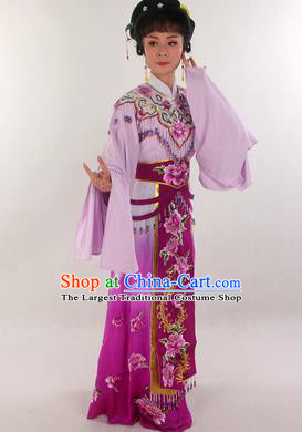 Handmade Traditional Chinese Beijing Opera Hua Tan Diva Purple Dress Ancient Imperial Consort Costumes for Women