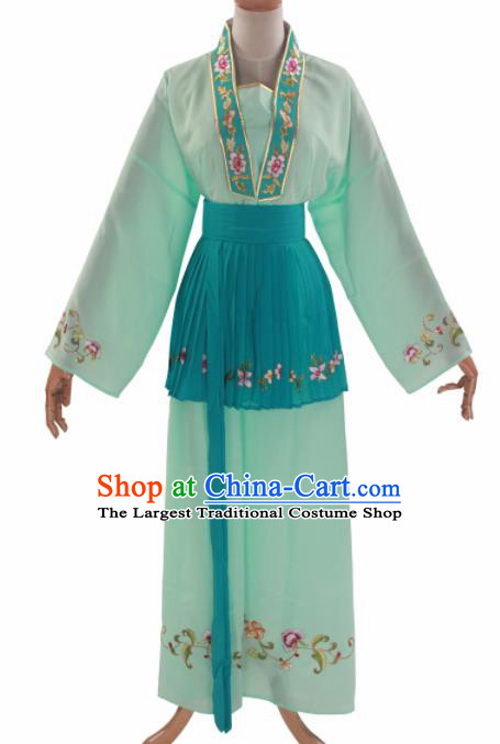Handmade Traditional Chinese Beijing Opera Young Lady Light Green Clothing Ancient Maidservants Costumes for Women
