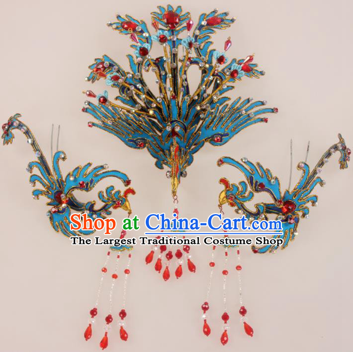 Traditional Chinese Beijing Opera Diva Hair Accessories Phoenix Hairpins Ancient Court Princess Headwear for Women