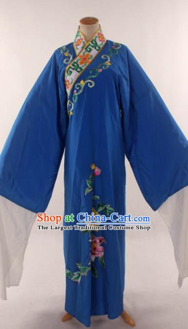 Traditional Chinese Huangmei Opera Niche Embroidered Blue Robe Ancient Gifted Scholar Costume for Men