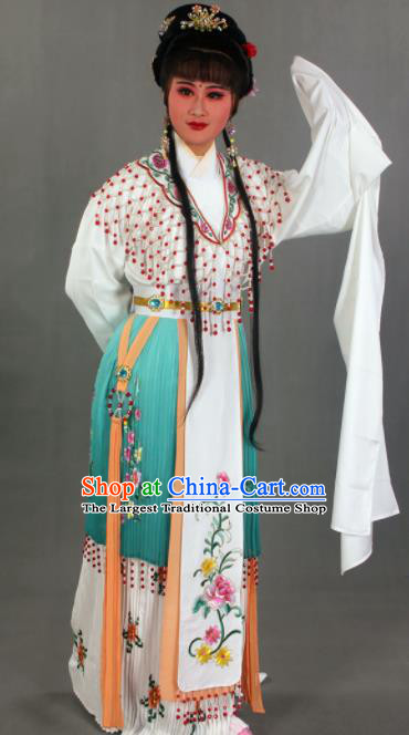 Traditional Chinese Beijing Opera Actress Green Dress Ancient Court Princess Costumes for Women