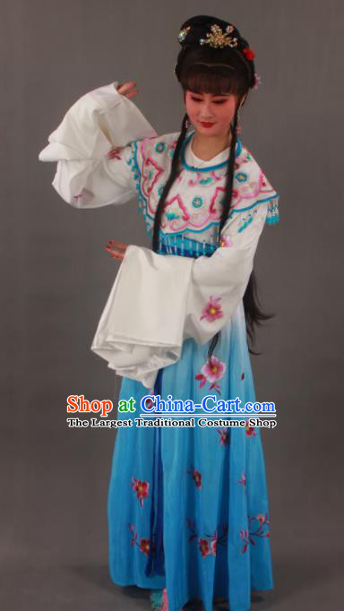 Traditional Chinese Peking Opera Actress Blue Dress Ancient Imperial Princess Costume for Women