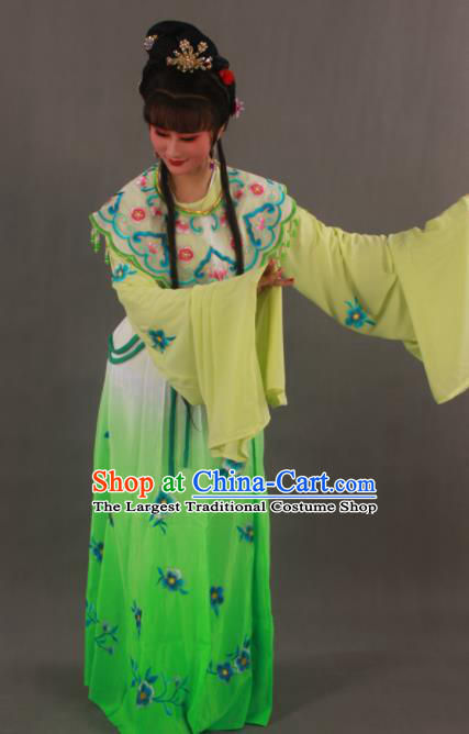 Traditional Chinese Peking Opera Actress Green Dress Ancient Imperial Princess Costume for Women