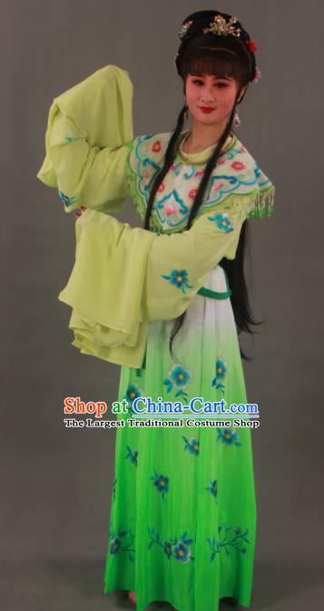 Traditional Chinese Peking Opera Actress Green Dress Ancient Imperial Princess Costume for Women