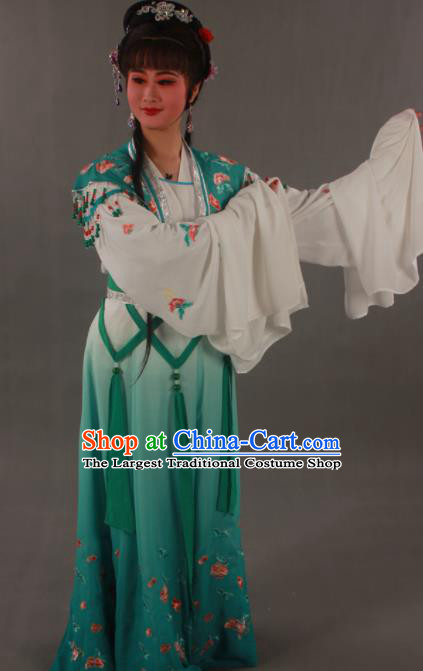Traditional Chinese Peking Opera Actress Zhu Yingtai Green Dress Ancient Aristocratic Miss Costume for Women