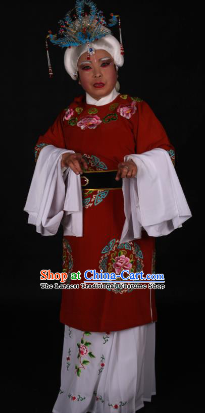Traditional Chinese Peking Opera Stand By Red Dress Ancient Dowager Countess Costume for Women