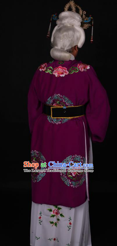 Traditional Chinese Peking Opera Stand By Purple Dress Ancient Dowager Countess Costume for Women