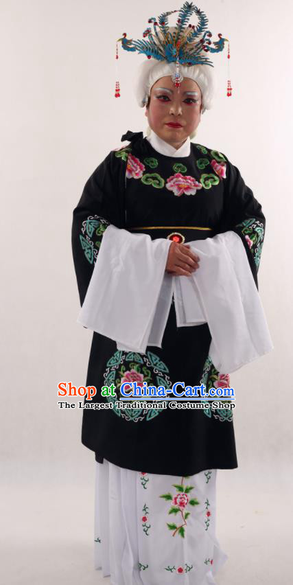 Traditional Chinese Peking Opera Stand By Black Dress Ancient Dowager Countess Costume for Women