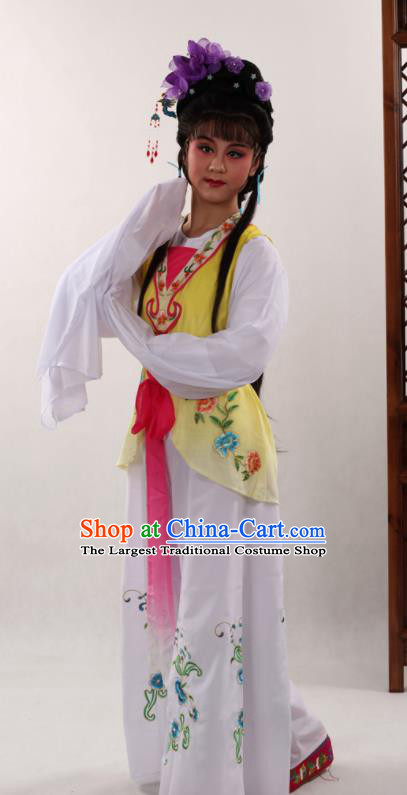 Traditional Chinese Peking Opera Maidservants Yellow Dress Ancient Servant Girl Costume for Women