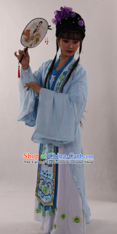 Traditional Chinese Peking Opera Diva Blue Dress Ancient Court Princess Costume for Women