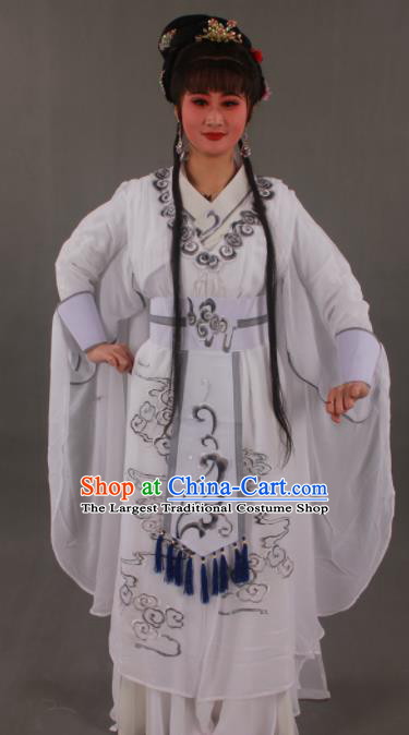 Traditional Chinese Peking Opera Actress White Dress Ancient Madam White Snake Bai Suzhen Costumes for Women