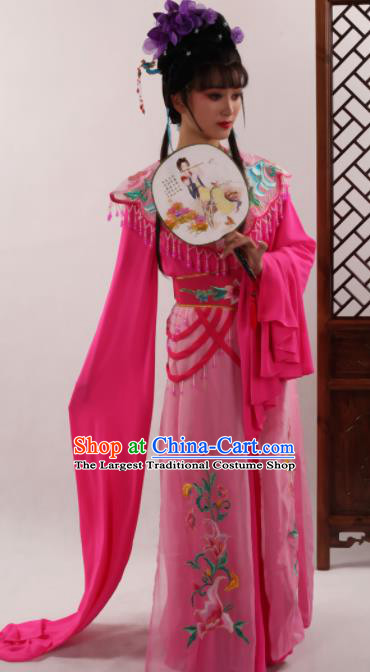 Traditional Chinese Peking Opera Diva Rosy Dress Ancient Goddess Princess Costume for Women