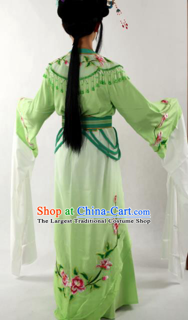 Traditional Chinese Huangmei Opera Diva Green Dress Ancient Peking Opera Nobility Lady Costume for Women