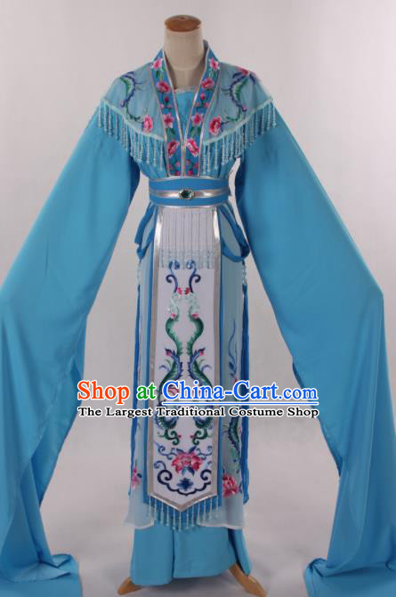 Traditional Chinese Shaoxing Opera Seven Fairy Blue Dress Ancient Peking Opera Diva Costume for Women