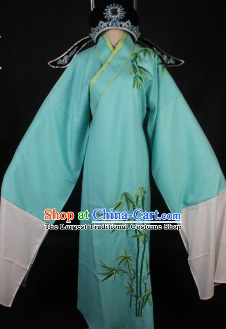 Traditional Chinese Shaoxing Opera Niche Blue Robe Ancient Gifted Scholar Embroidered Costume for Men