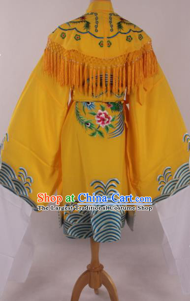Traditional Chinese Shaoxing Opera Queen Yellow Dress Ancient Peking Opera Diva Costume for Women