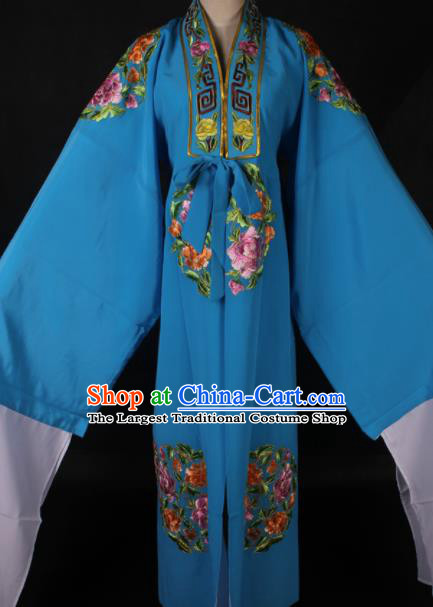 Traditional Chinese Shaoxing Opera Niche Embroidered Blue Gown Ancient Gifted Scholar Costume for Men