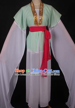 Traditional Chinese Shaoxing Opera Maidservants Light Green Dress Ancient Peking Opera Village Girl Costume for Women