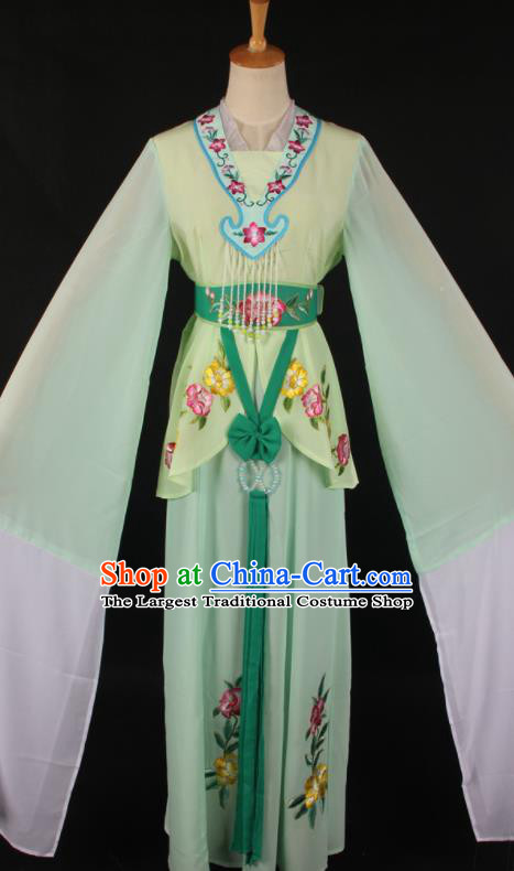 Chinese Traditional Shaoxing Opera A Dream in Red Mansions Green Dress Ancient Peking Opera Maidservant Costume for Women