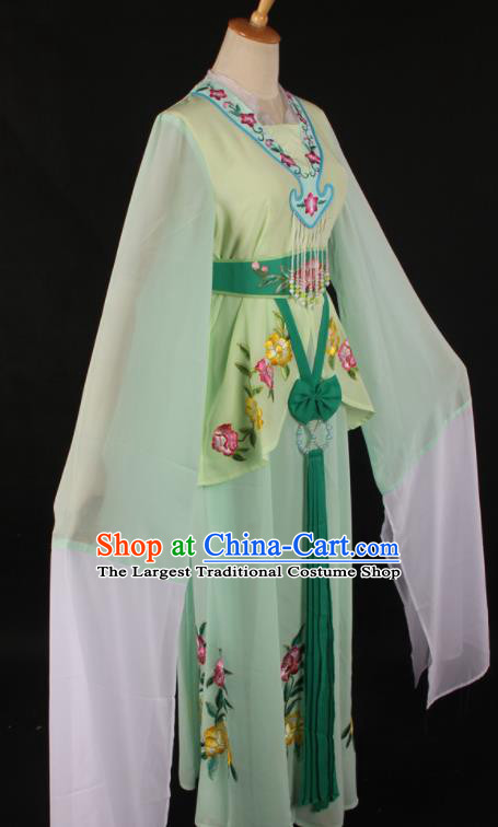 Chinese Traditional Shaoxing Opera A Dream in Red Mansions Green Dress Ancient Peking Opera Maidservant Costume for Women