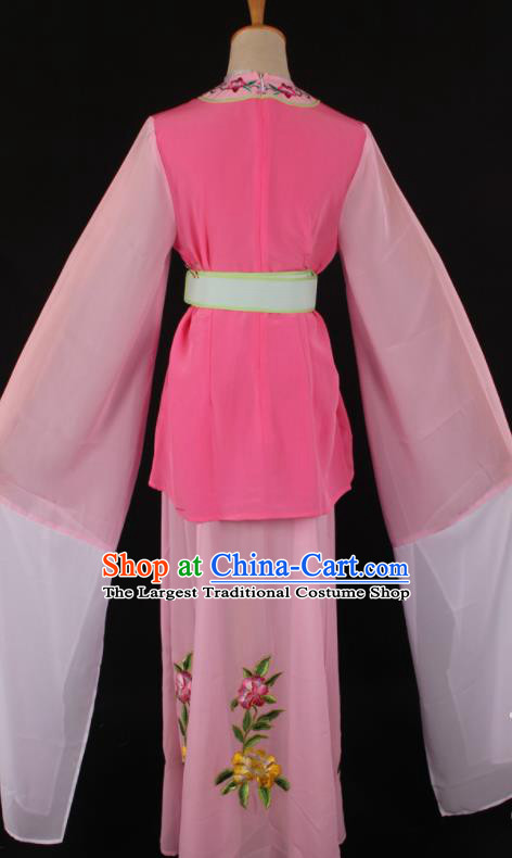 Chinese Traditional Shaoxing Opera A Dream in Red Mansions Pink Dress Ancient Peking Opera Maidservant Costume for Women