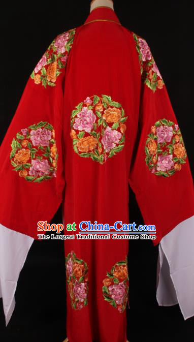Traditional Chinese Shaoxing Opera Niche Embroidered Red Gown Ancient Gifted Scholar Costume for Men