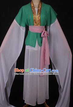 Traditional Chinese Shaoxing Opera Maidservants Green Dress Ancient Peking Opera Village Girl Costume for Women