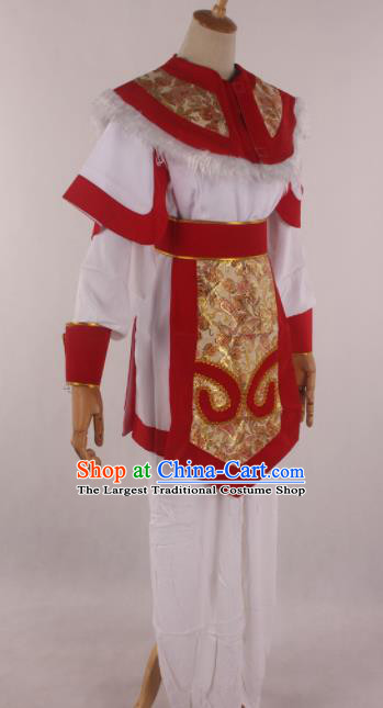 Traditional Chinese Shaoxing Opera Takefu Red Clothing Ancient Imperial Bodyguard Soldier Costume for Men