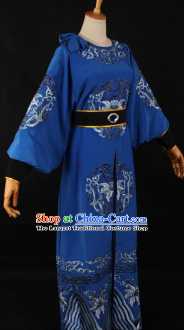 Traditional Chinese Shaoxing Opera Takefu Blue Clothing Ancient Imperial Bodyguard Costume for Men