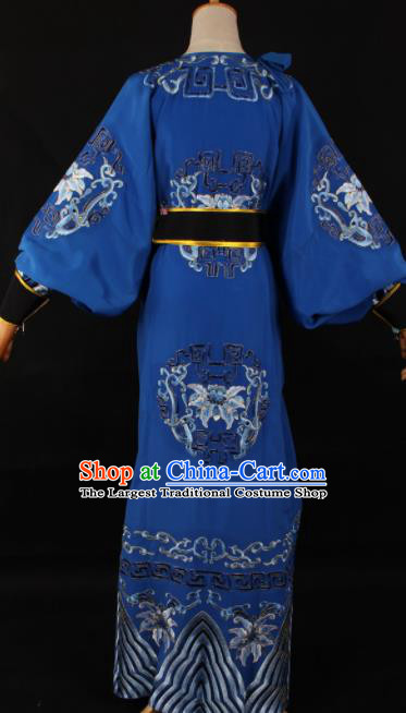 Traditional Chinese Shaoxing Opera Takefu Blue Clothing Ancient Imperial Bodyguard Costume for Men