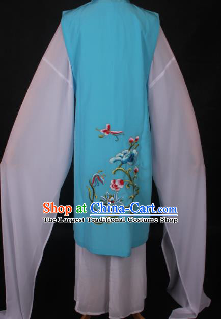 Traditional Chinese Shaoxing Opera Diva Blue Vest Ancient Peking Opera Costume for Women