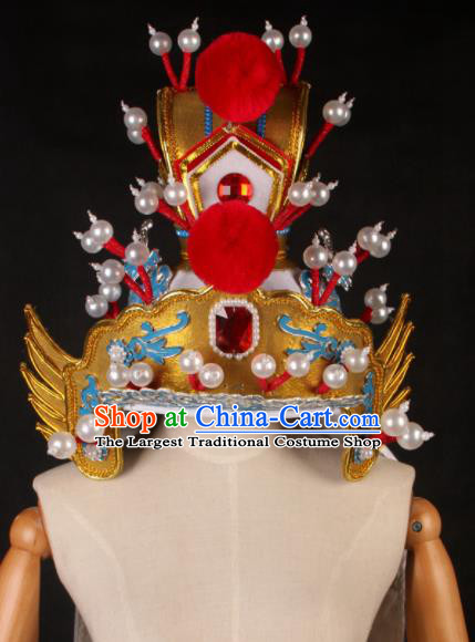 Traditional Chinese Shaoxing Opera Takefu Hat Ancient General Helmet Headwear for Men