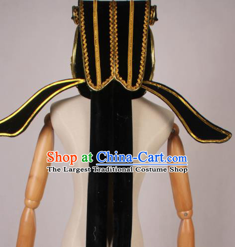 Traditional Chinese Shaoxing Opera Niche Black Hat Ancient Scholar Headwear for Men