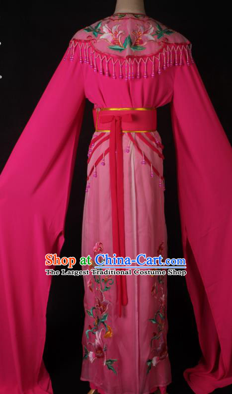 Traditional Chinese Shaoxing Opera Peri Princess Rosy Dress Ancient Peking Opera Diva Costume for Women