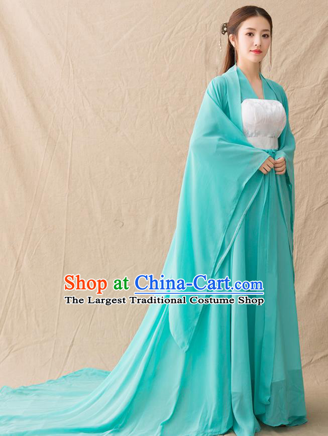 Chinese Ancient Drama Palace Princess Green Hanfu Dress Traditional Song Dynasty Imperial Consort Replica Costumes for Women