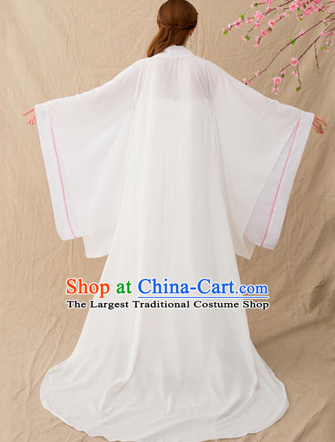 Chinese Ancient Drama Female Swordsman White Hanfu Dress Traditional Song Dynasty Court Princess Replica Costumes for Women