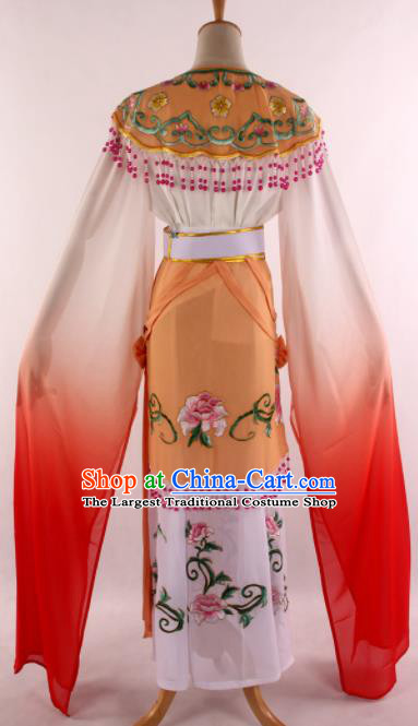 Chinese Traditional Shaoxing Opera Court Princess Orange Dress Ancient Peking Opera Actress Costume for Women