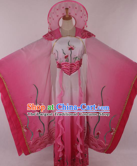 Chinese Traditional Shaoxing Opera Dragon Princess Pink Dress Ancient Peking Opera Actress Costume for Women