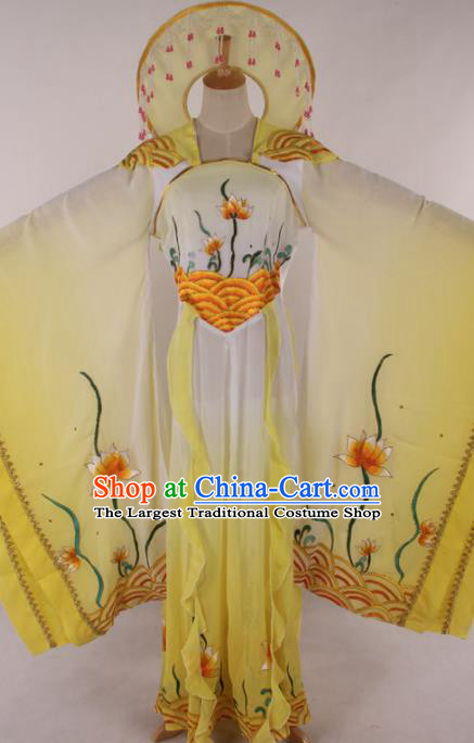 Chinese Traditional Shaoxing Opera Dragon Princess Yellow Dress Ancient Peking Opera Actress Costume for Women