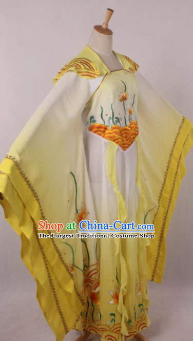 Chinese Traditional Shaoxing Opera Dragon Princess Yellow Dress Ancient Peking Opera Actress Costume for Women